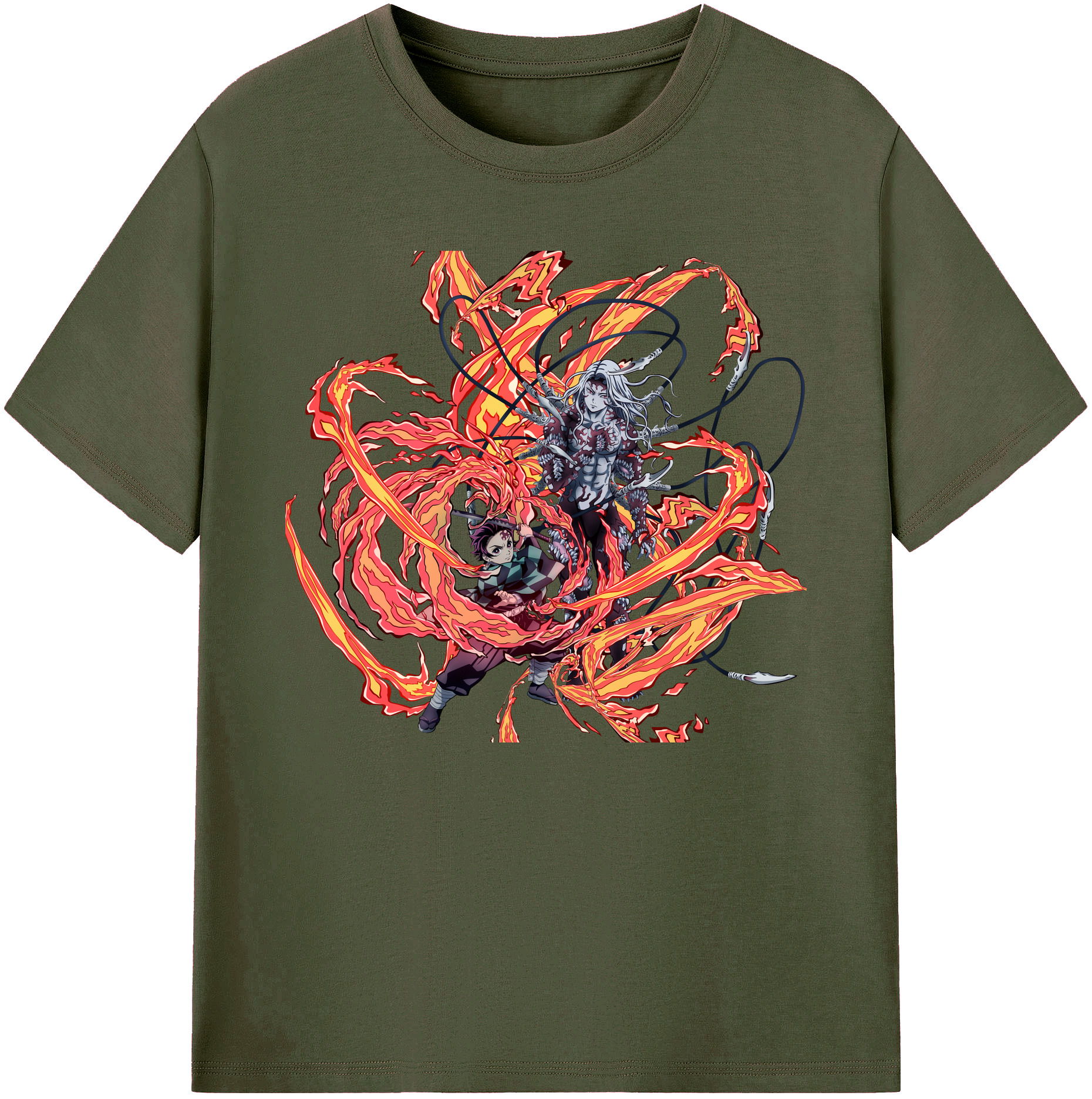 （画像用） 鬼滅の刃 竈門 炭治郎／かまど たんじろう Kamado Tanjirou 綿100％ メンズ半袖Tシャツ｜肌触りやわらか＆通気性